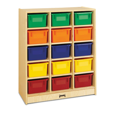 0648JC, Jonti-Craft 15 Cubbie-Tray Mobile Unit - with Colored Trays