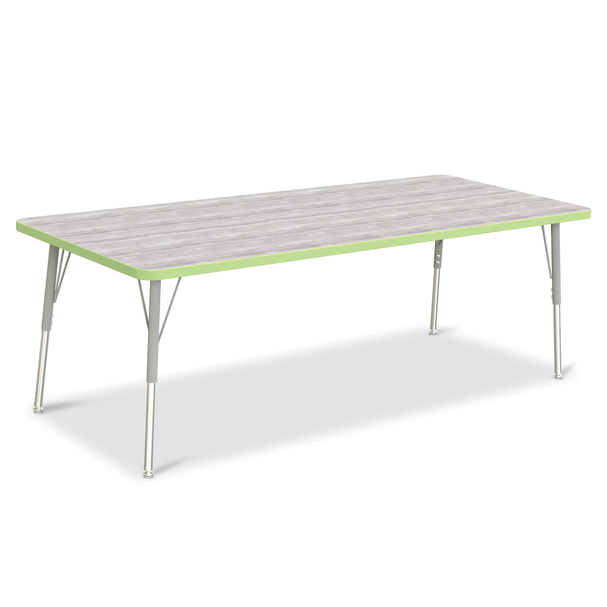 6413JCA451, Berries Rectangle Activity Table - 30" X 72", A-height - Driftwood Gray/Key Lime/Gray