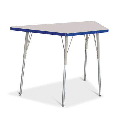 6438JCA003, Berries Trapezoid Activity Tables - 24" X 48", A-height - Freckled Gray/Blue/Gray