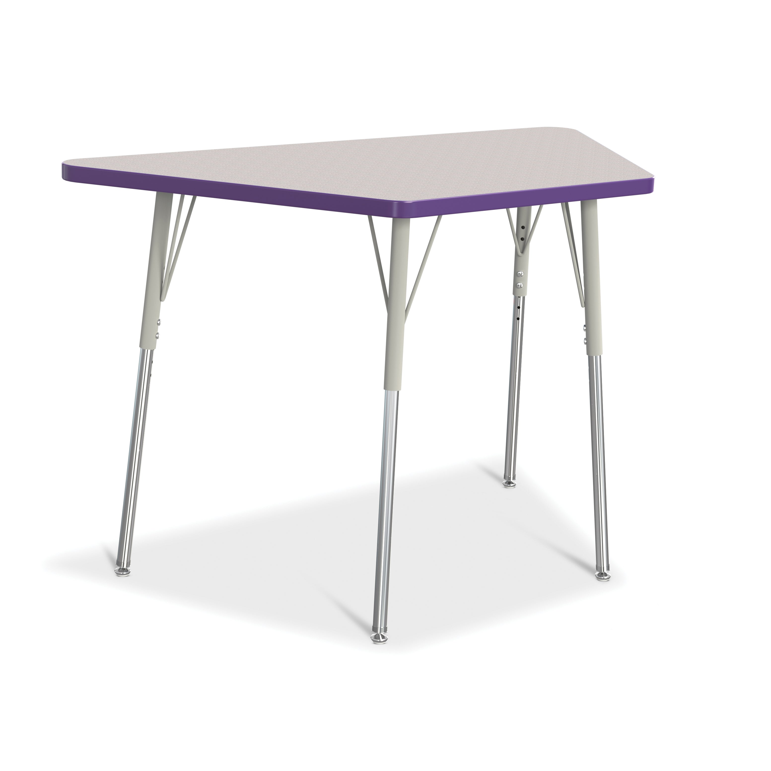 6438JCA004, Berries Trapezoid Activity Tables - 24" X 48", A-height - Freckled Gray/Purple/Gray