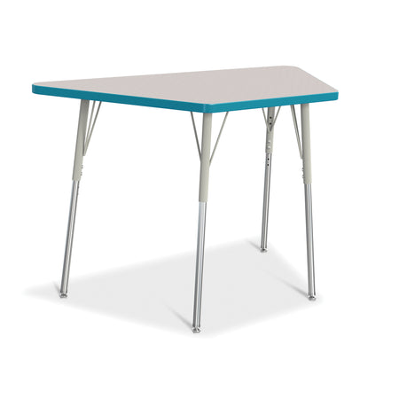 6438JCA005, Berries Trapezoid Activity Tables - 24" X 48", A-height - Freckled Gray/Teal/Gray