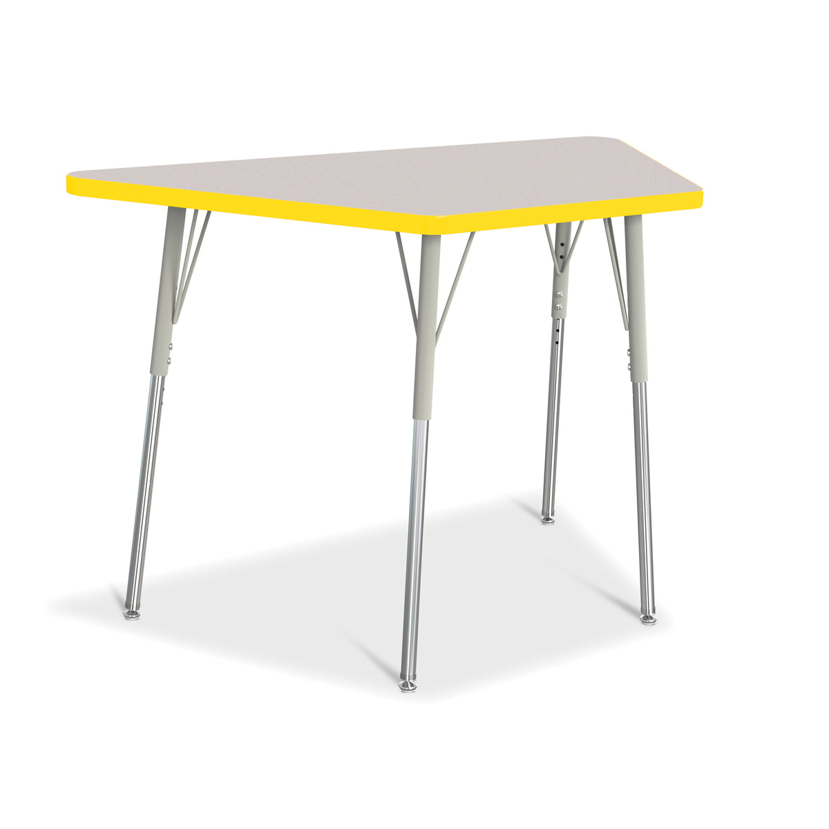 6438JCA007, Berries Trapezoid Activity Tables - 24" X 48", A-height - Freckled Gray/Yellow/Gray
