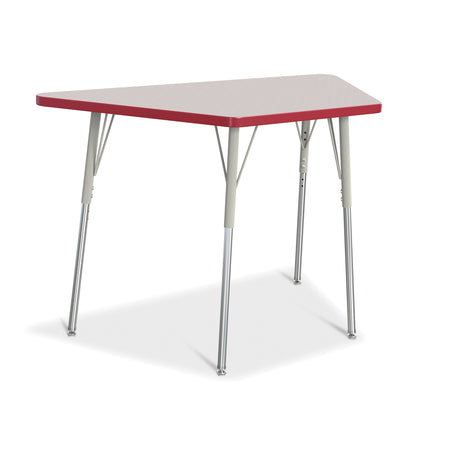6438JCA008, Berries Trapezoid Activity Tables - 24" X 48", A-height - Freckled Gray/Red/Gray