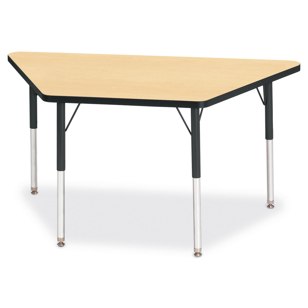 6438JCA011, Berries Trapezoid Activity Tables - 24" X 48", A-height - Maple/Black/Black