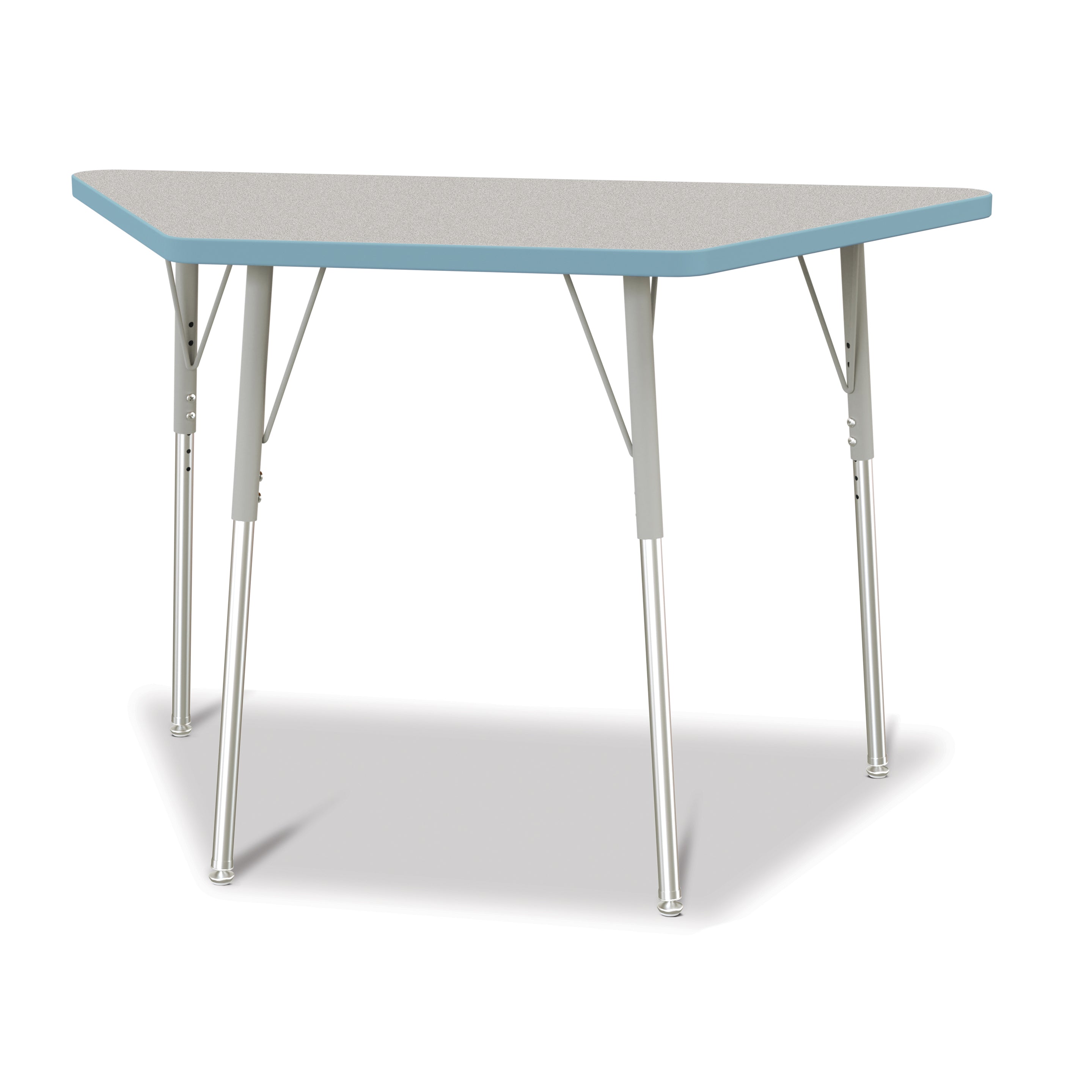 6438JCA131, Berries Trapezoid Activity Tables - 24" X 48", A-height - Freckled Gray/Coastal Blue/Gray
