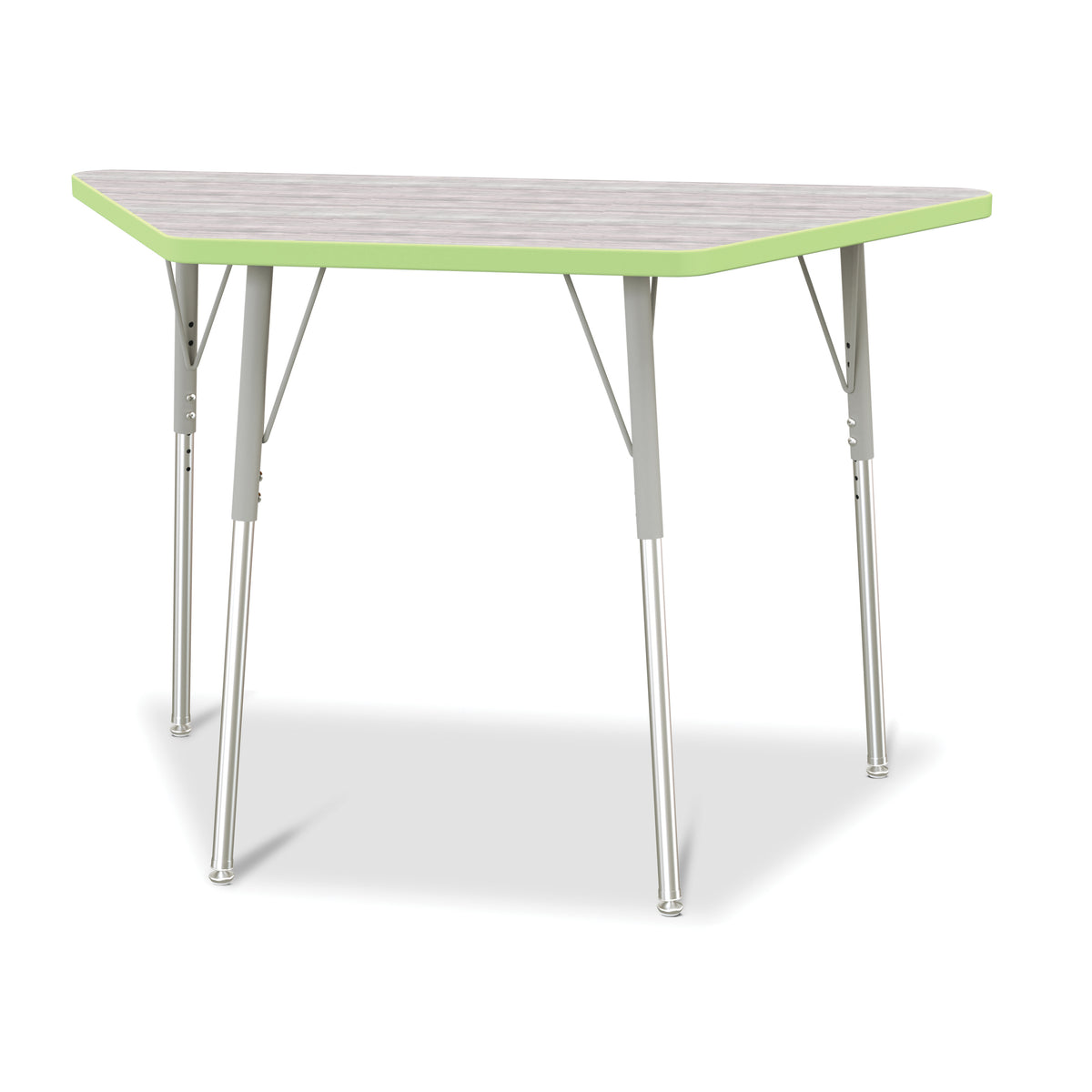 6438JCA451, Berries Trapezoid Activity Table - 24" X 48", A-height - Driftwood Gray/Key Lime/Gray