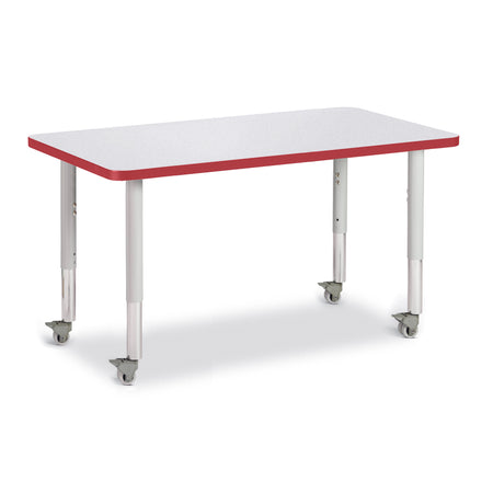6478JCM008, Berries Rectangle Activity Table - 24" X 36", Mobile - Freckled Gray/Red/Gray