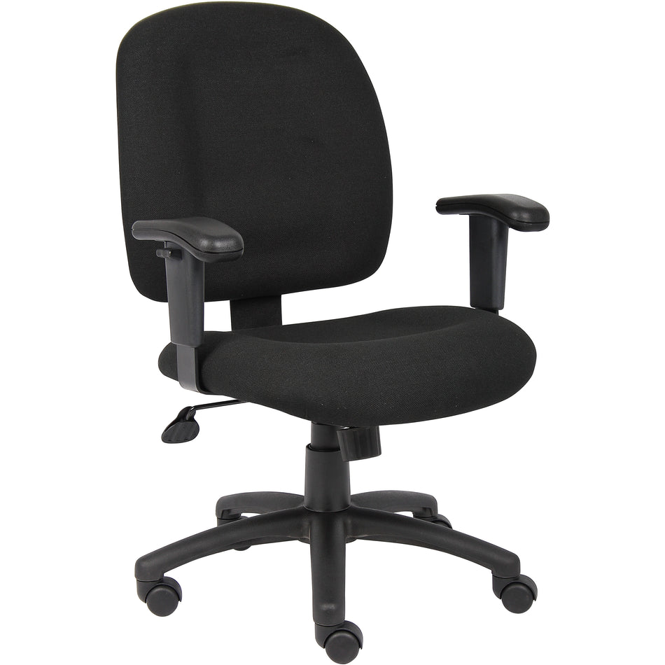 Black Fabric Task Chair with Adjustable Arms, B495-BK