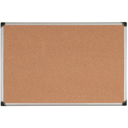 CA021170 Maya Series Self-Healing Cork Bulletin Board, Wall Mounting Push Pin Cork Board , 18" x 24", Aluminum Frame by MasterVision